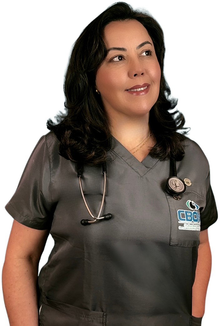 Dra. Ivia Talieri com um estetoscópio